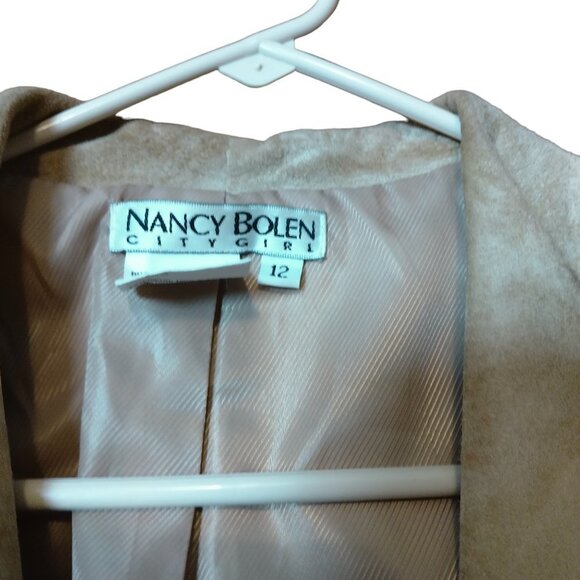 Nancy Bolen City Girl Size 12 Beige Suede Open Front Jacket Fringe Western - Picture 2 of 9